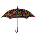 Mid Century Retro Floral 1970s 1960s Pattern 77 Hook Handle Umbrellas (Medium) View3