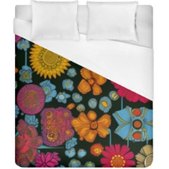 Mid Century Retro Floral 1970s 1960s Pattern 77 Duvet Cover (california King Size) by violetheavensky
