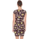 Mid Century Retro Floral 1970s 1960s Pattern 84 Capsleeve Drawstring Dress  View2