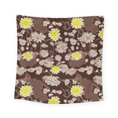 Mid Century Retro Floral 1970s 1960s Pattern 84 Square Tapestry (small) by violetheavensky