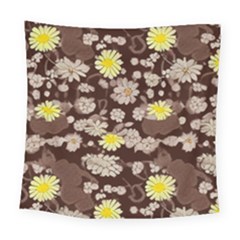 Mid Century Retro Floral 1970s 1960s Pattern 84 Square Tapestry (large) by violetheavensky