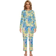 Flowers Bloom Blossom Petals Plant Womens  Long Sleeve Lightweight Pajamas Set by Posterlux
