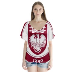 University Of Chicago V-neck Flutter Sleeve Top by avitendut