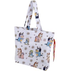Bluey, Bluey Merch, Bluey Pattern, Bluey Bluey, Bingo, Bluey Design, Bluey Dog Drawstring Tote Bag by avitendut