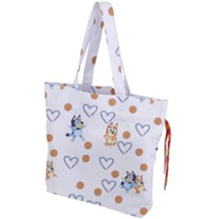 Bluey, Bluey Merch, Bluey Pattern, Bluey Bluey, Bingo, Bluey Design, Bluey Dog Drawstring Tote Bag by avitendut