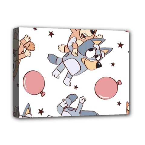 Bluey, Bluey Merch, Bluey Pattern, Bluey Bluey, Bingo, Bluey Design, Bluey Dog Deluxe Canvas 16  X 12  (stretched)  by avitendut