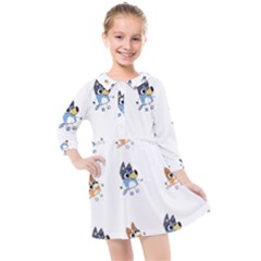 Bluey, Bluey Merch, Bluey Pattern, Bluey Bluey, Bingo, Bluey Design, Bluey Dog Kids  Quarter Sleeve Shirt Dress by avitendut