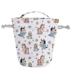 Bluey, Bluey Merch, Bluey Pattern, Bluey Bluey, Bingo, Bluey Design, Bluey Dog Drawstring Bucket Bag by avitendut