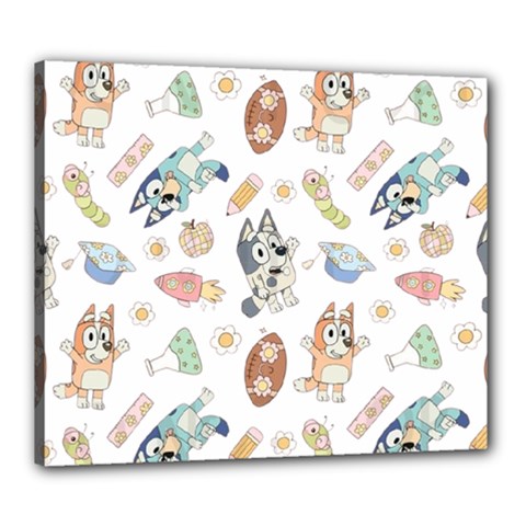 Bluey, Bluey Merch, Bluey Pattern, Bluey Bluey, Bingo, Bluey Design, Bluey Dog Canvas 24  X 20  (stretched) by avitendut