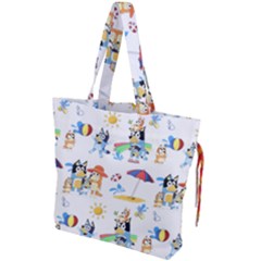 Bluey, Bluey Merch, Bluey Pattern, Bluey Bluey, Bingo, Bluey Design, Bluey Dog Drawstring Tote Bag by avitendut