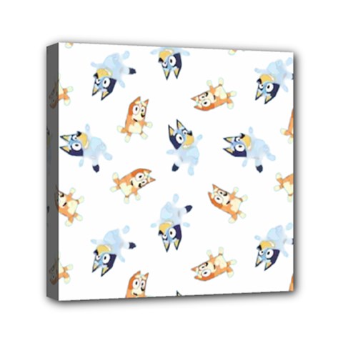Bluey, Bluey Merch, Bluey Pattern, Bluey Bluey, Bingo, Bluey Design, Bluey Dog Mini Canvas 6  X 6  (stretched) by avitendut