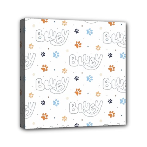 Bluey, Bluey Merch, Bluey Pattern, Bluey Bluey, Bingo, Bluey Design, Bluey Dog Mini Canvas 6  X 6  (stretched) by avitendut