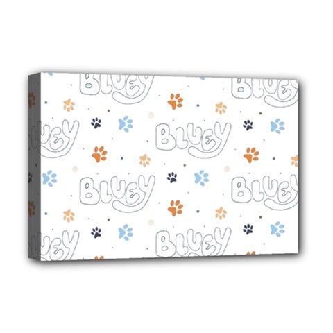 Bluey, Bluey Merch, Bluey Pattern, Bluey Bluey, Bingo, Bluey Design, Bluey Dog Deluxe Canvas 18  X 12  (stretched) by avitendut