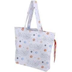 Bluey, Bluey Merch, Bluey Pattern, Bluey Bluey, Bingo, Bluey Design, Bluey Dog Drawstring Tote Bag by avitendut