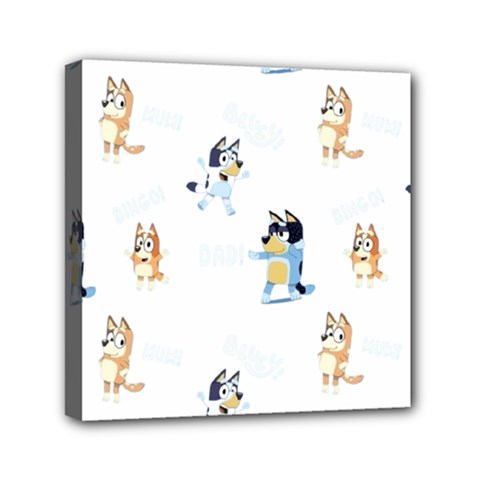 Bluey, Bluey Merch, Bluey Pattern, Bluey Bluey, Bingo, Bluey Design, Bluey Dog Mini Canvas 6  X 6  (stretched) by avitendut