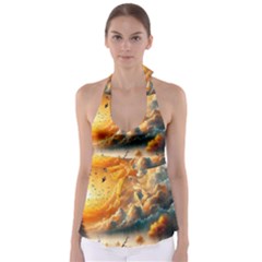 Nature Storm Painting Tie Back Tankini Top by Anend