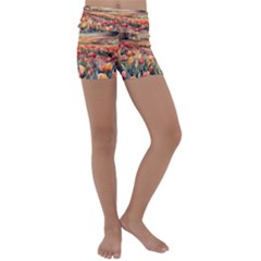 Tulips Field Tree Kids  Lightweight Velour Yoga Shorts by Anend