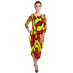 Rby 127 Quarter Sleeve Midi Velour Bodycon Dress by ArtworkByPatrick