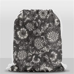 Mid Century Retro Floral 1970s 1960s Pattern 71 Drawstring Bag (small) by violetheavensky