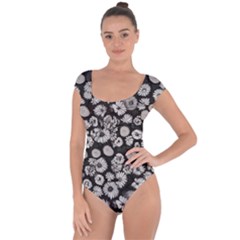 Mid Century Retro Floral 1970s 1960s Pattern 86 Short Sleeve Leotard  by violetheavensky