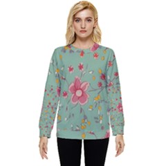 Mid Century Retro Floral 1970s 1960s Pattern 79 Hidden Pocket Sweatshirt by violetheavensky
