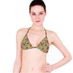Mid Century Retro Floral 1970s 1960s Pattern 76 Classic Bikini Top by violetheavensky