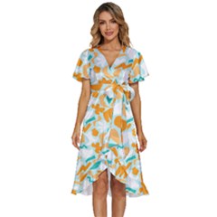 Design Pattern Seamless Tropical Women s Kimono Wrap Satin Dress by Tsamara