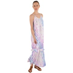 Digital Art Artwork Abstract Pink Purple Cami Maxi Ruffle Chiffon Dress by Dutashop