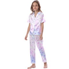 Digital Art Artwork Abstract Pink Purple Kids  Satin Short Sleeve Pajamas Set by Dutashop