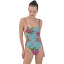 Mid Century Retro Floral 1970s 1960s Pattern 81 Tie Strap One Piece Swimsuit View1