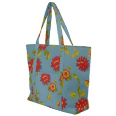 Mid Century Retro Floral 1970s 1960s Pattern 78 Zip Up Canvas Bag by violetheavensky