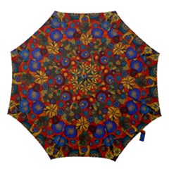 Mid Century Retro Floral 1970s 1960s Pattern 69 Hook Handle Umbrellas (large) by violetheavensky