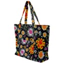 Mid Century Retro Floral 1970s 1960s Pattern 57 Zip Up Canvas Bag View1