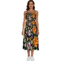 Mid Century Retro Floral 1970s 1960s Pattern 57 Sleeveless Shoulder Straps Boho Dress View1