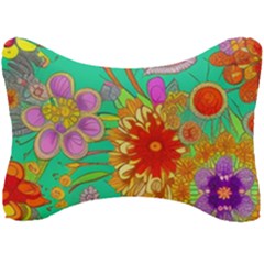 Mid Century Retro Floral 1970s 1960s Pattern 58 Seat Head Rest Cushion by violetheavensky