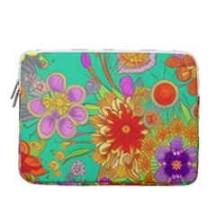 Mid Century Retro Floral 1970s 1960s Pattern 58 14  Vertical Laptop Sleeve Case With Pocket by violetheavensky