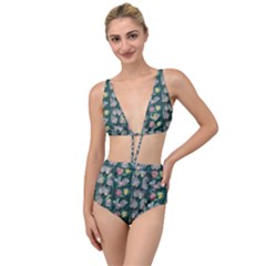 Mid Century Retro Floral 1970s 1960s Pattern 62 Tied Up Two Piece Swimsuit by violetheavensky