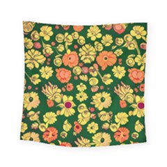 Mid Century Retro Floral 1970s 1960s Pattern 68 Square Tapestry (small) by violetheavensky