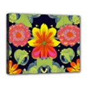 Mid Century Retro Floral 1970s 1960s Pattern 54 Canvas 14  x 11  (Stretched) View1