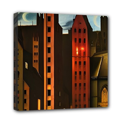Sci-fi Futuristic Science Fiction City Neon Scene Artistic Technology Machine Fantasy Gothic Town Bu Mini Canvas 8  X 8  (stretched) by Posterlux