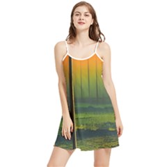 Outdoors Night Moon Full Moon Trees Setting Scene Forest Woods Light Moonlight Nature Wilderness Lan Summer Frill Dress by Posterlux