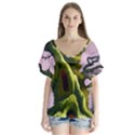 Outdoors Night Full Moon Setting Scene Woods Light Moonlight Nature Wilderness Landscape V-Neck Flutter Sleeve Top View1