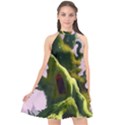 Outdoors Night Full Moon Setting Scene Woods Light Moonlight Nature Wilderness Landscape Halter Neckline Chiffon Dress  View1
