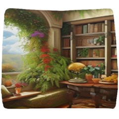 Room Interior Library Books Bookshelves Reading Literature Study Fiction Old Manor Book Nook Reading Seat Cushion by Posterlux