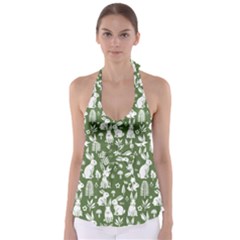 Easter Bunny Pattern Tie Back Tankini Top by Valentinaart