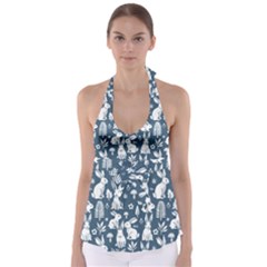 Easter Bunny Pattern Tie Back Tankini Top by Valentinaart