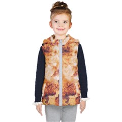 Burnt Paper Texture Print Design Kids  Hooded Puffer Vest by dflcprintsclothing
