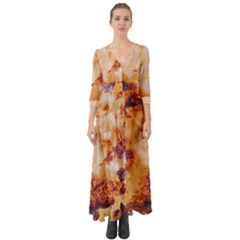 Burnt Paper Texture Print Design Button Up Boho Maxi Dress by dflcprintsclothing