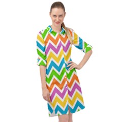 Chevron Pattern Design Texture Long Sleeve Mini Shirt Dress by Anend