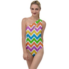 Chevron Pattern Design Texture To One Side Swimsuit by Anend